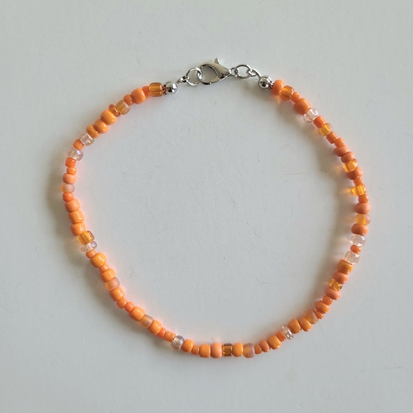 Orange Beaded Ankle Bracelet - Picture 1 of 7
